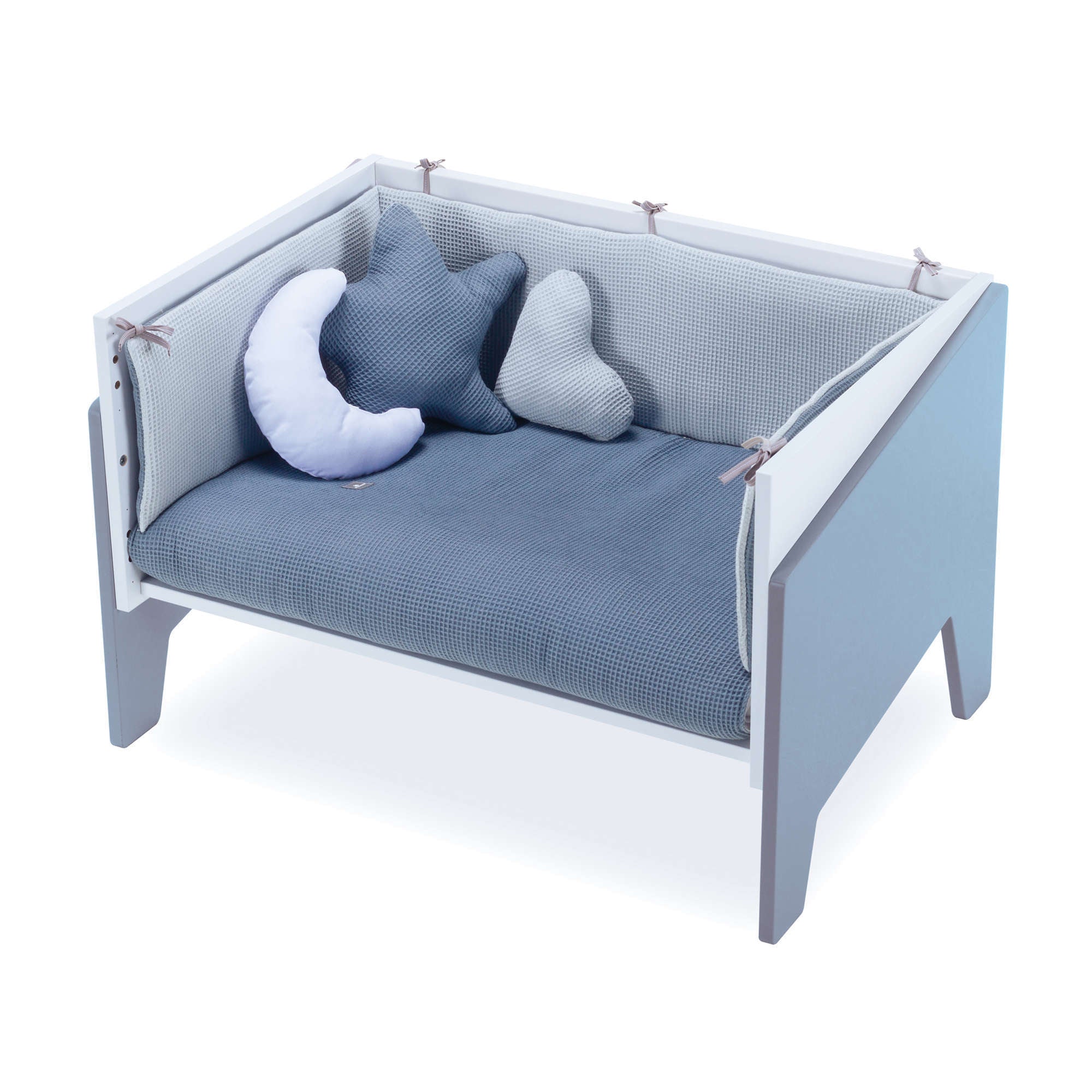 Minicuna de colecho 50x80 cm para bebé (5en1) blanca/azul · Equo