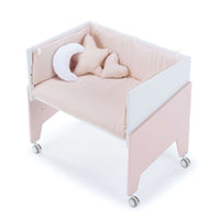 Minicuna de colecho 50x80 cm para bebé (5en1) blanca/rosa · Equo