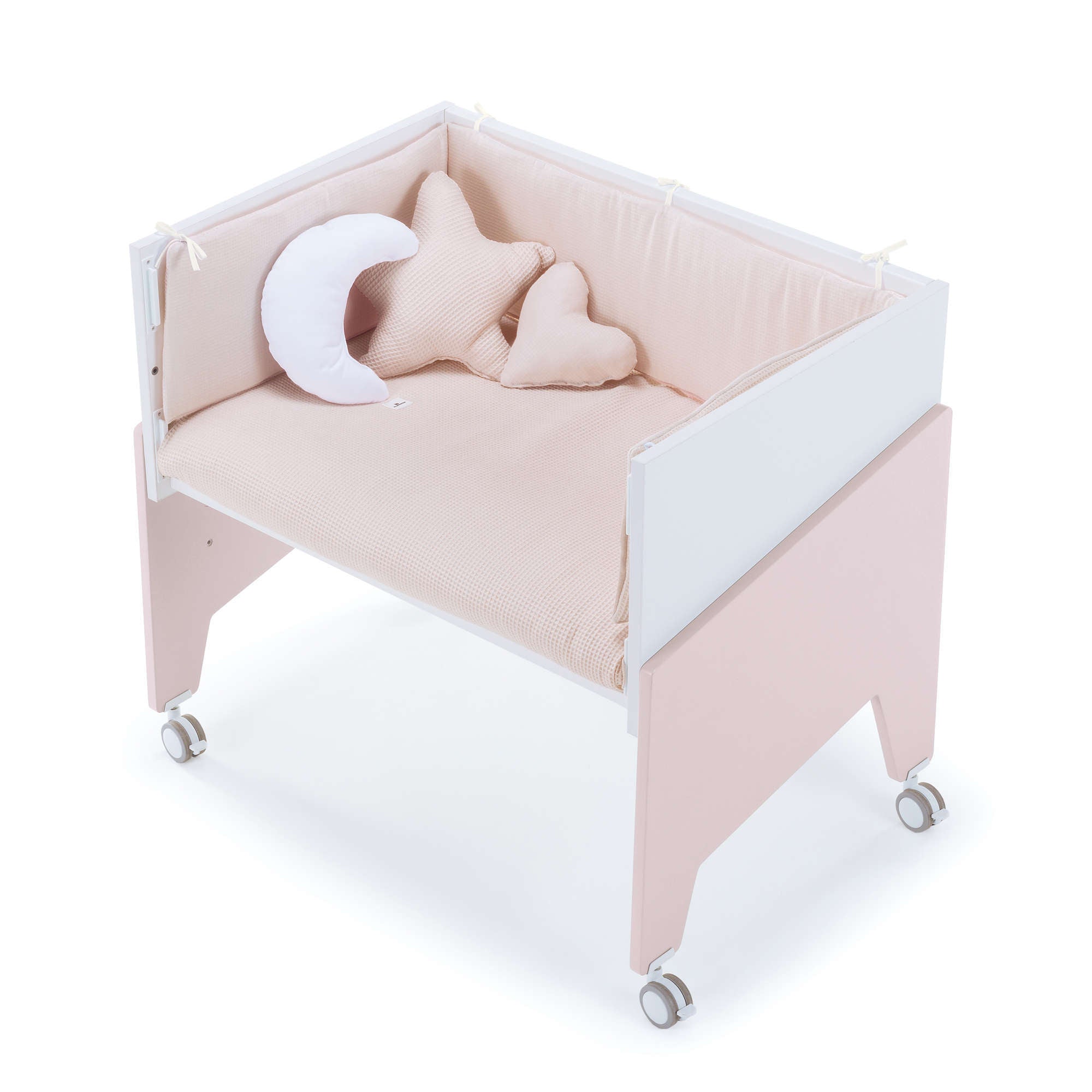 Minicuna de colecho 50x80 cm para bebé (5en1) blanca/rosa · Equo