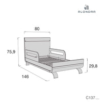 Cuna-cama-escritorio (3en1) 70x140 cm con patas de acero · Kurve C137
