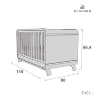 Cuna-cama-escritorio (3en1) 70x140 cm con patas de acero · Kurve C137