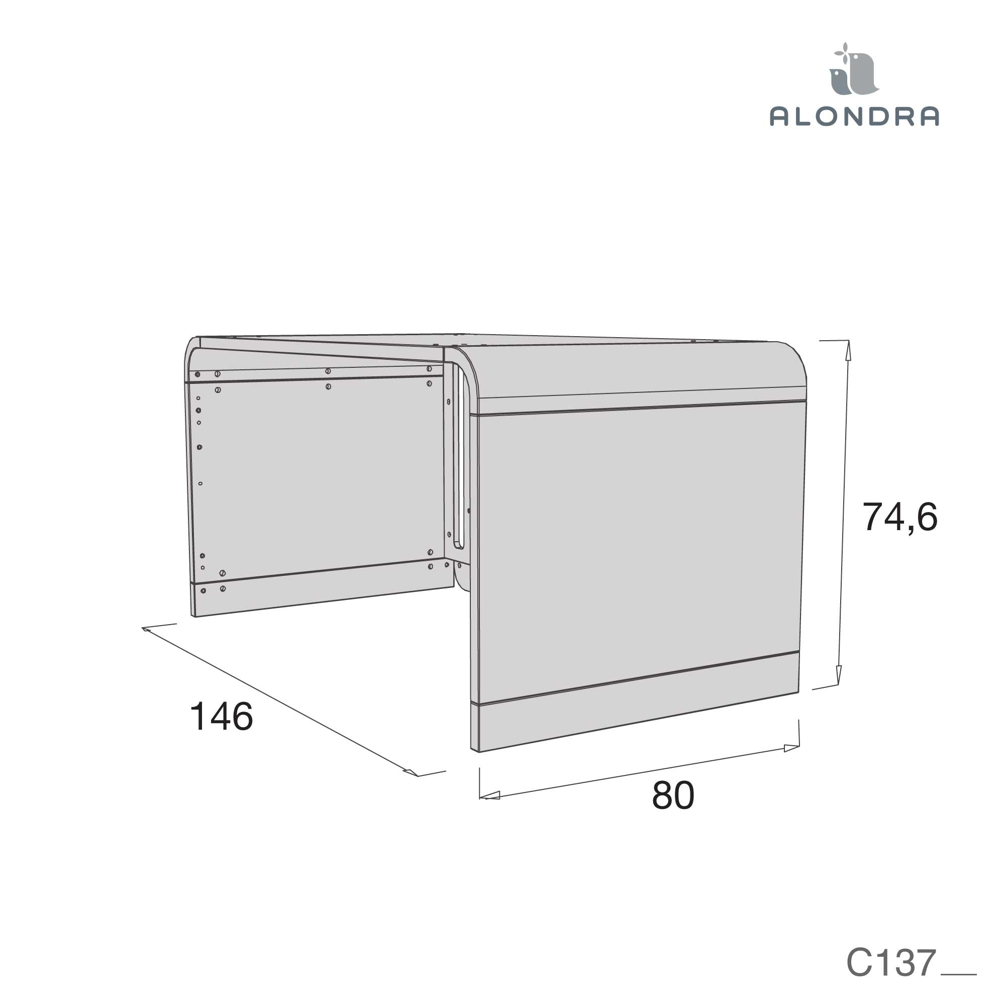 Cuna-cama-escritorio (3en1) 70x140 cm con patas de acero · Kurve C137