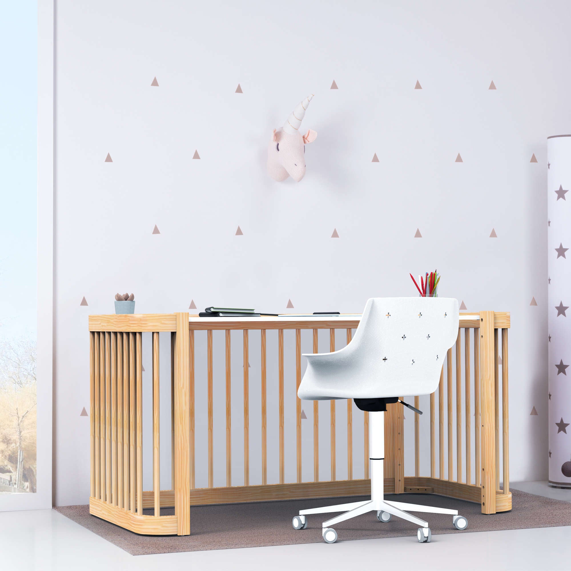 Cuna-Cama para bebé 70x140 cm (3en1) madera natural · Crea Due Nomad C300-M5000