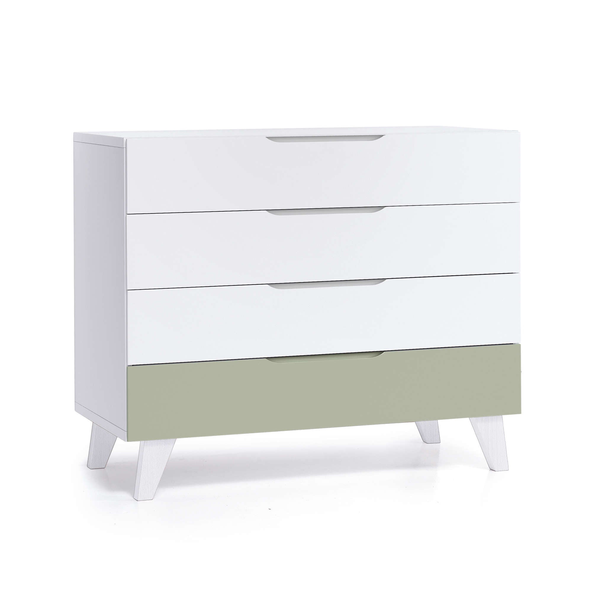 Dormitorio infantil grande en blanco y verde-oliva · Style Plus+ Erba