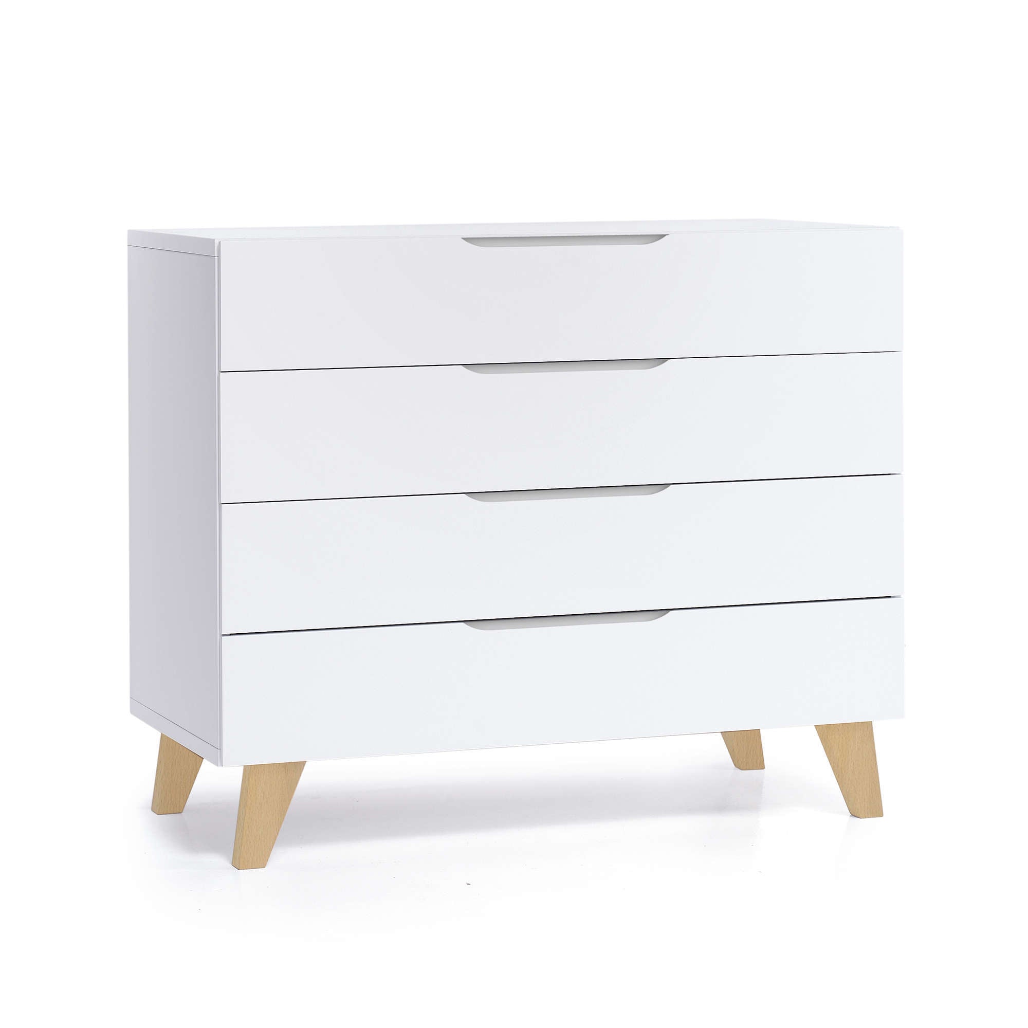Cómoda bebé (4 cajones) con patas de madera · Nomad D247R