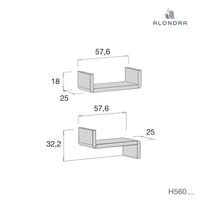 Balda estantería modular blanco brillo (58 cm) · H560