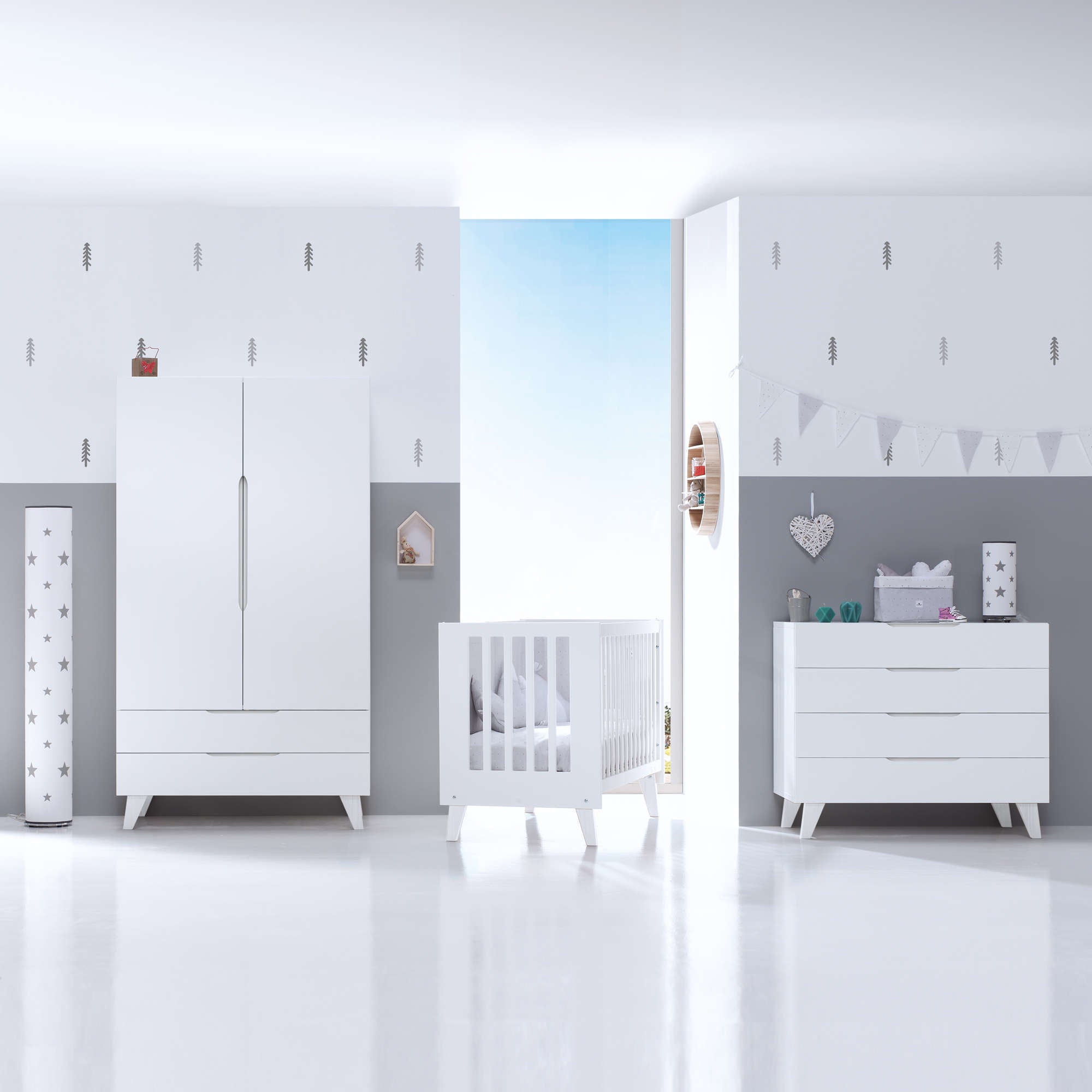 Armario infantil (2 puertas/2 cajones) estilo nórdico · Style