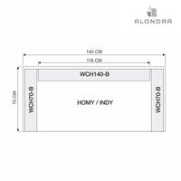 Cojín protector gris (65 cm) cama/cuna 70x140 cm · WCH70-78