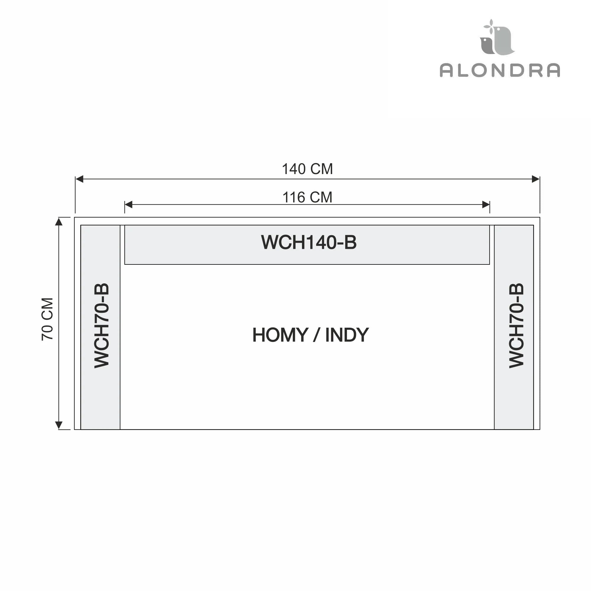 Cojín protector gris (65 cm) cama/cuna 70x140 cm · WCH70-78