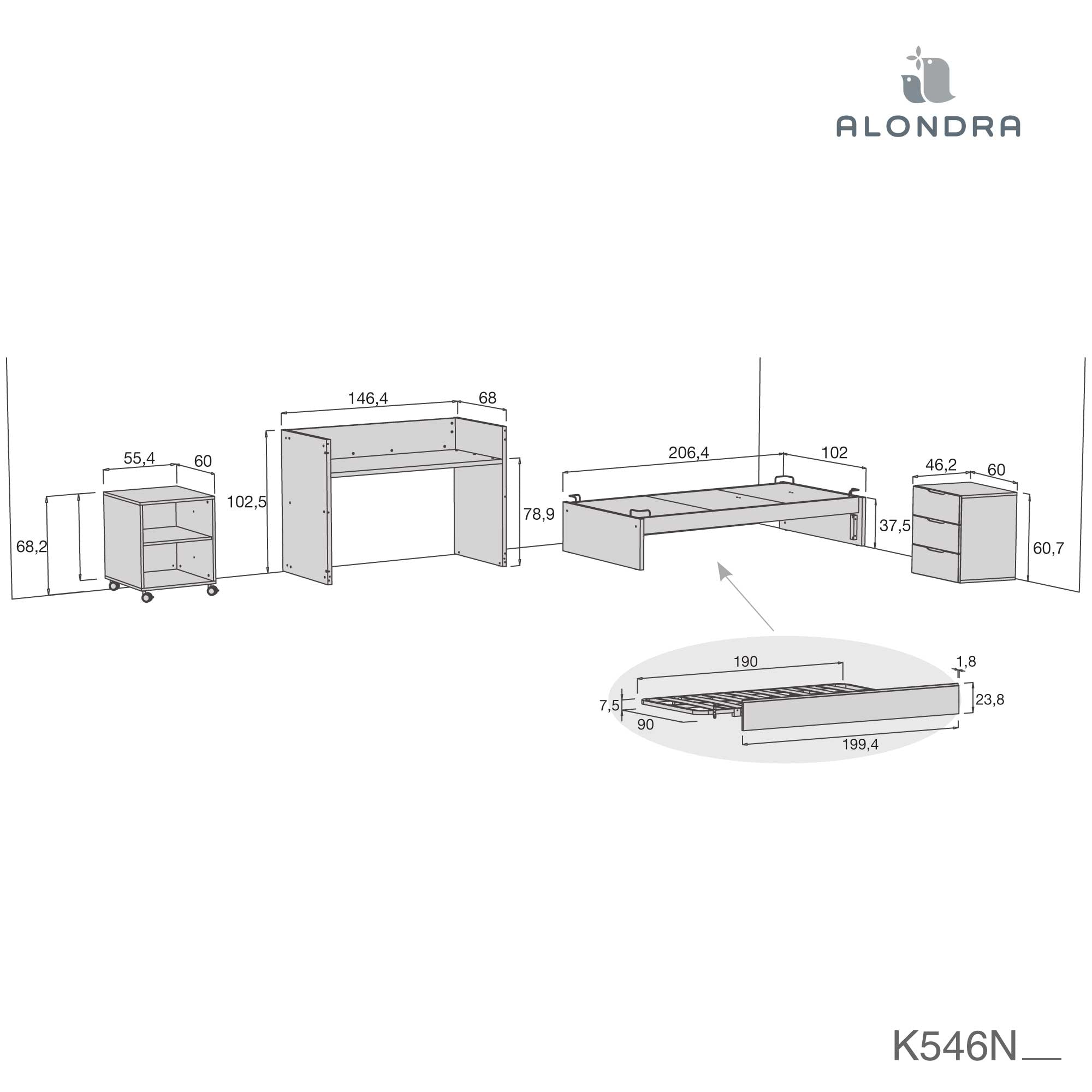 Cuna convertible 70x140 cm blanca/beige · Sero More K546-M7753