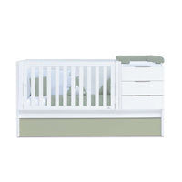 Cuna convertible 70x140 cm blanca/verde-oliva · Sero More K546-M7756