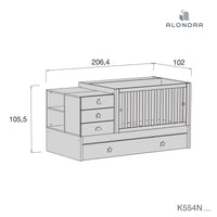 Cuna convertible 70x140 cm en blanco/beige · Sero Bubble K554-M7753