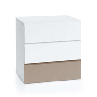 Mesita kubo alondra blanca con cajón en beige