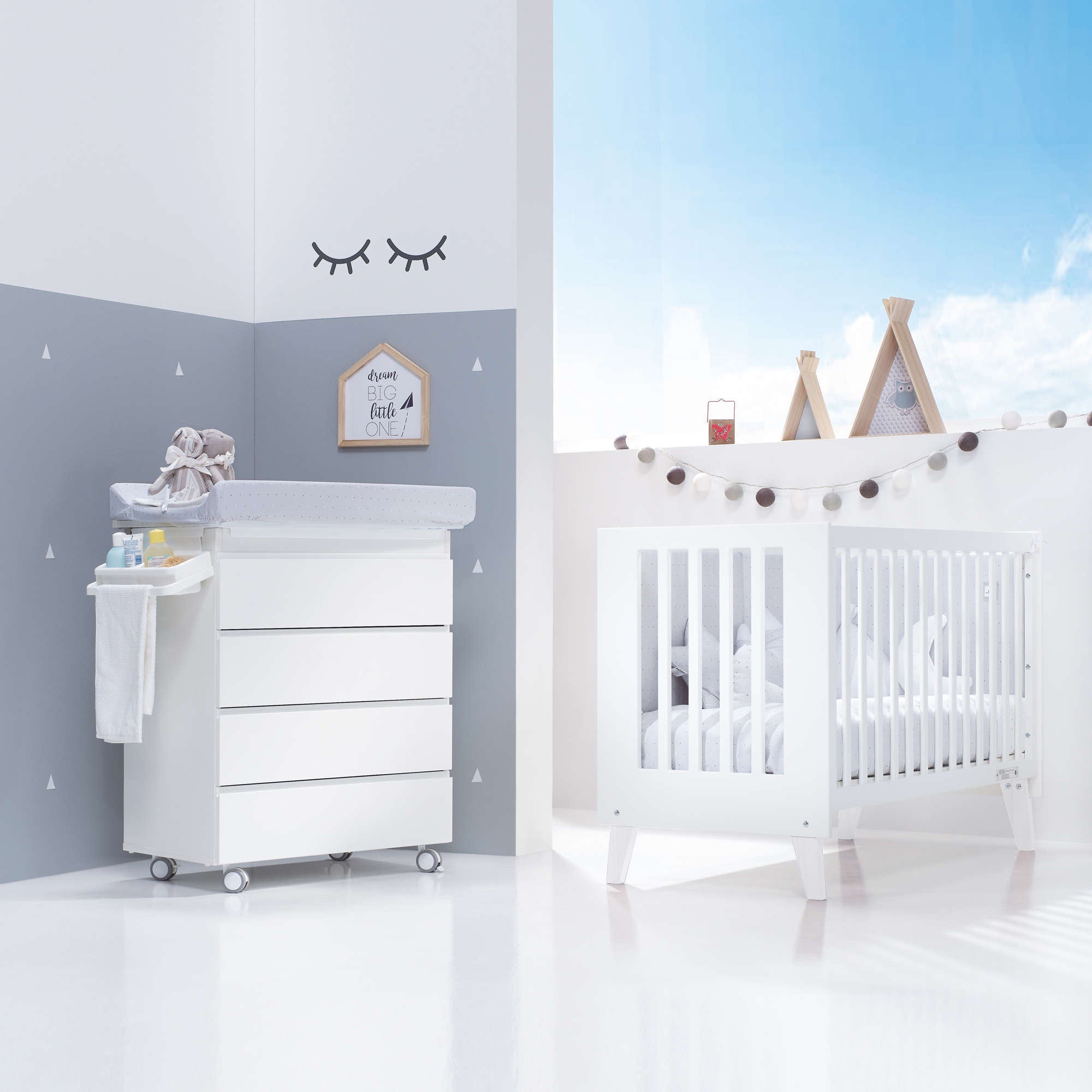 Minicuna y cuna todo en uno (7en1) blanca · Nexo Tre White C187T-M7700