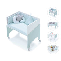 Minicuna de colecho 50x80 cm para bebé (5en1) blanca/verde-menta · Equo